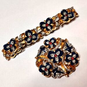 Rare Early Mazer Art Deco style bracelet and brooch set